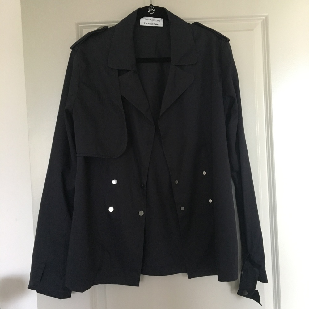 Wanda Nylon Navy Cotton Trench Jacket